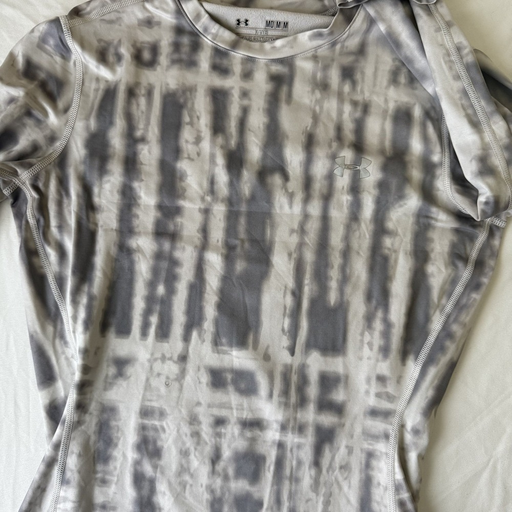Under Armour Pullover Womens M Fitted Gray Tie Dye Coldgear Performance Stretch - Picture 4 of 8